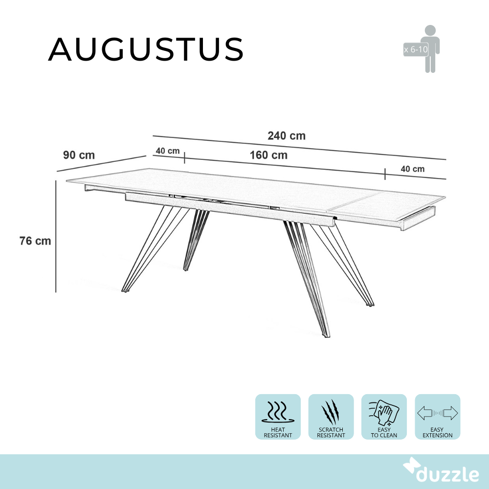 Augustus, Tavolo allungabile (90cm X 160/240 cmcm H. 76cm)