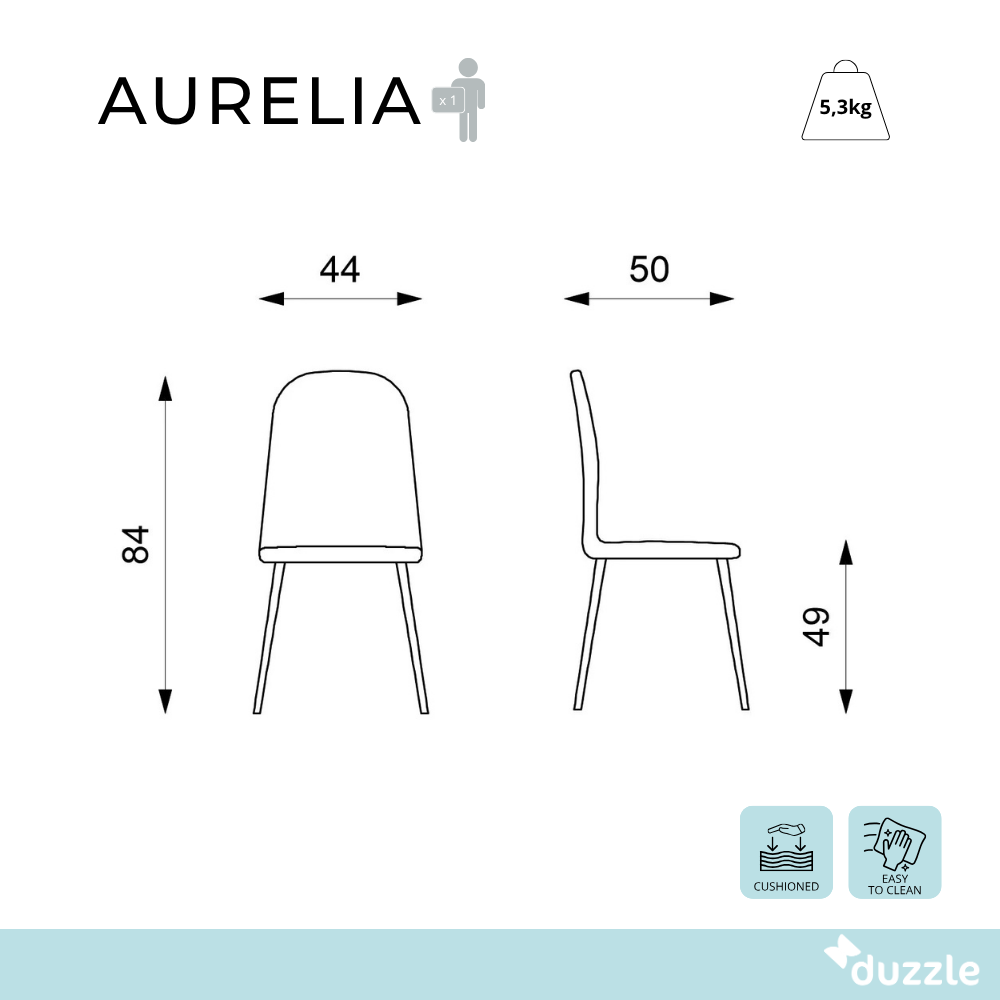 Aurelia, Set di 4 Sedie in similpelle (44cm X 50cm H. 84cm)