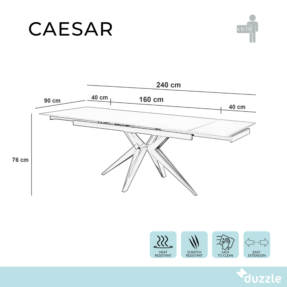 Caesar, Tavolo allungabile (90cm X 160/240 cmcm H. 76cm)