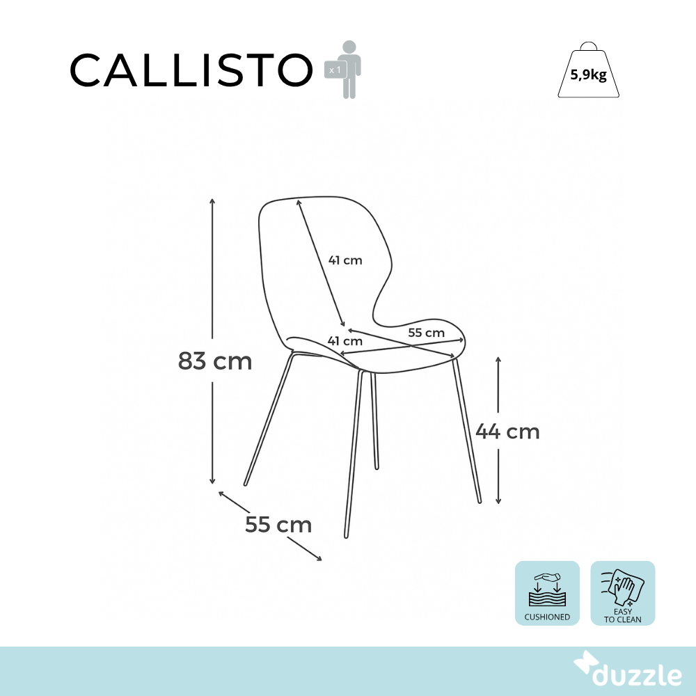 Callisto, Set di 4 Sedie in soft-touch (55cm X 45cm H. 83cm)