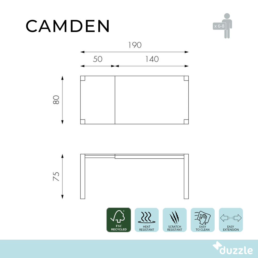 Camden, Tavolo allungabile (80cm X 140/190cm H. 75cm)