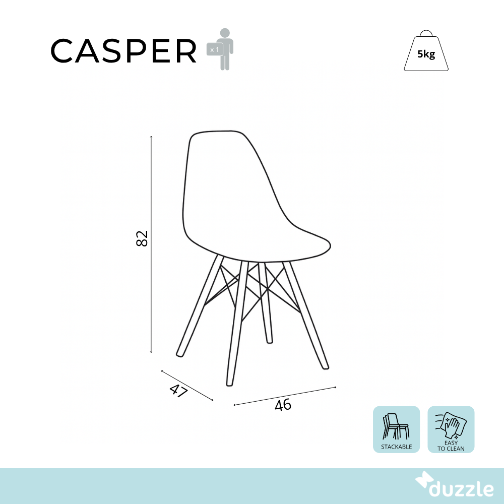 Casper, Set di 4 Sedie in policarbonato (47cm X 46cm H. 82cm)