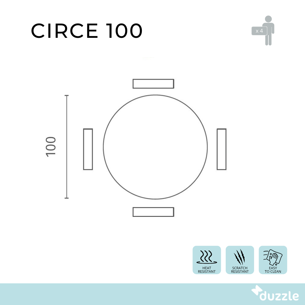 Circe, Tavolo fisso con top in ceramica (100cm X 100cm H. 76cm)
