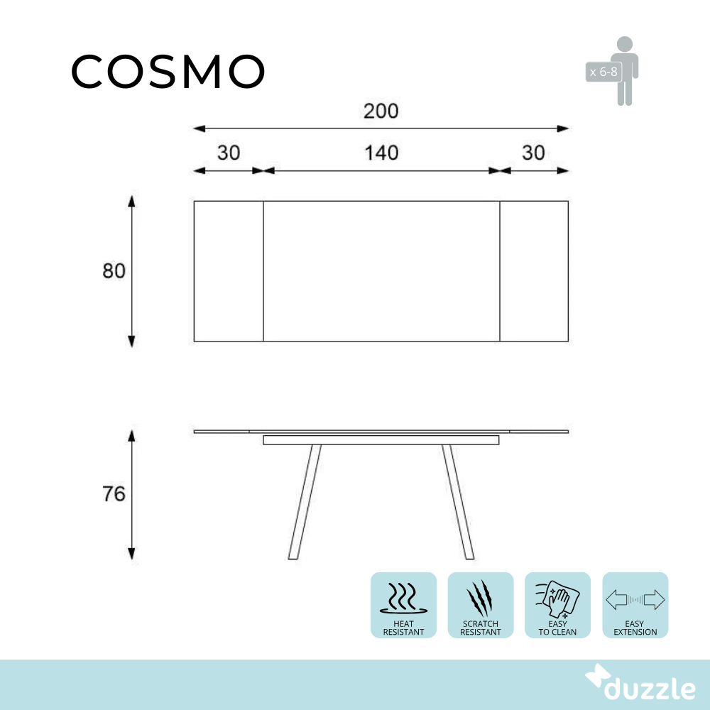 Cosmo, Tavolo allungabile (80cm X 140/200cm H. 76cm)