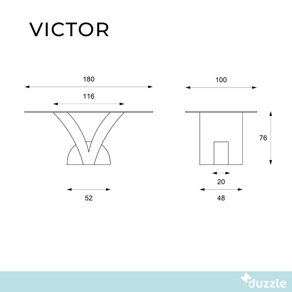 Victor, Tavolo fisso (100cm X 180cm H. 76cm)