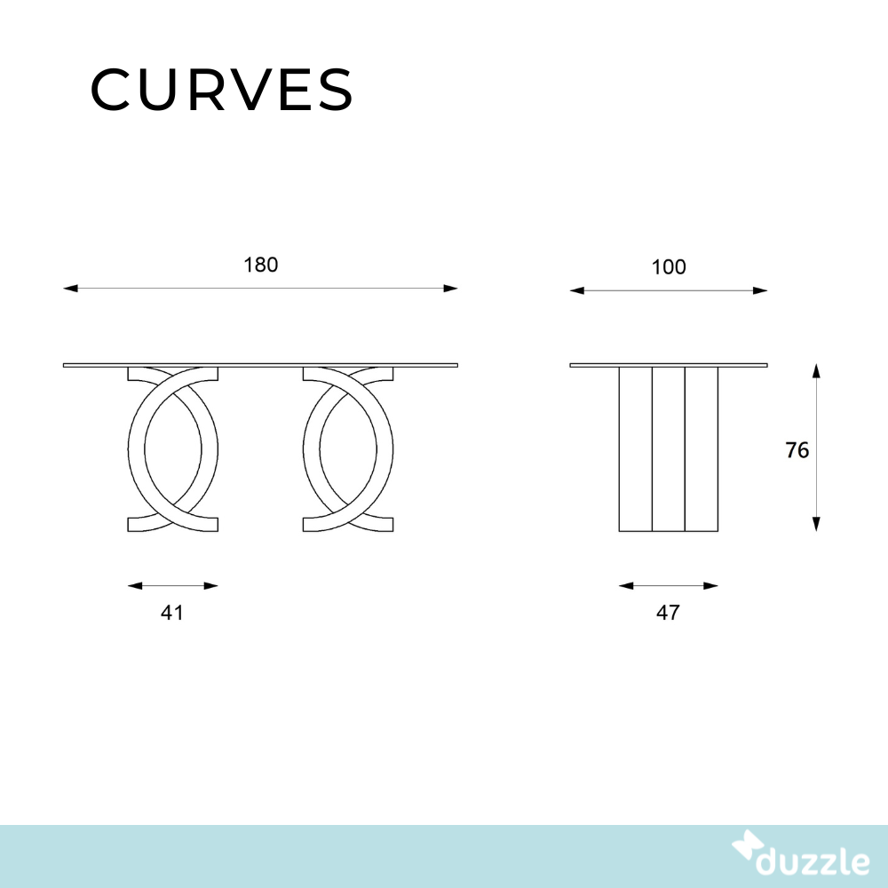 Curves, Tavolo fisso (100cm X 180cm H. 76cm)