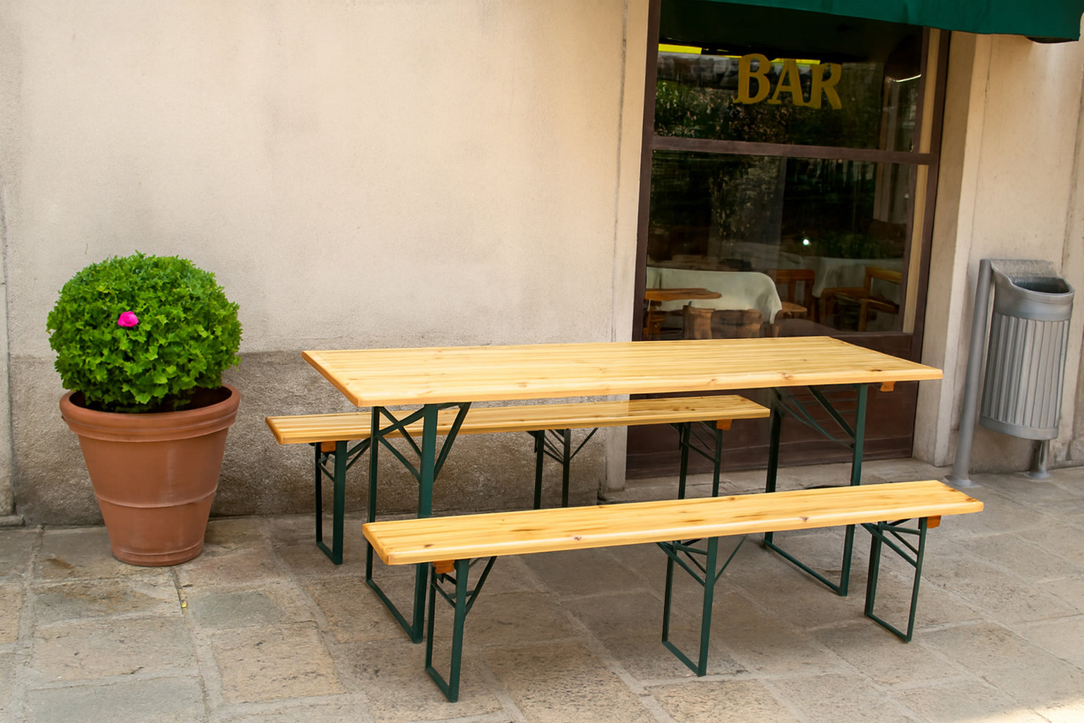 Boro, Set tavolo + panche 200x70cm