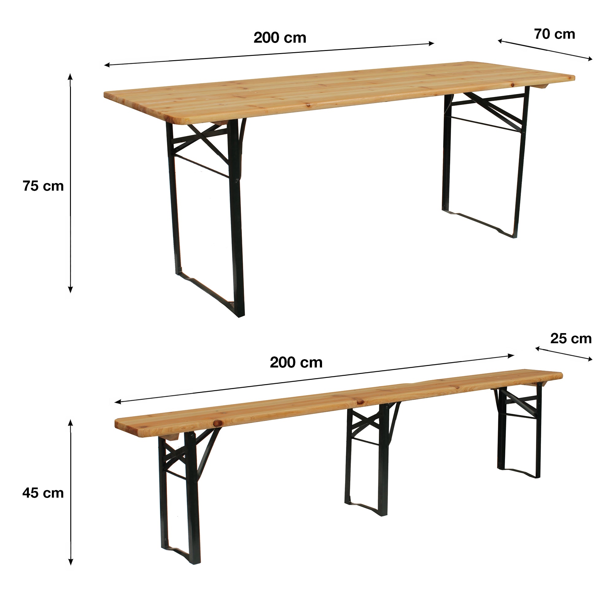 Boro, Set tavolo + panche 200x70cm