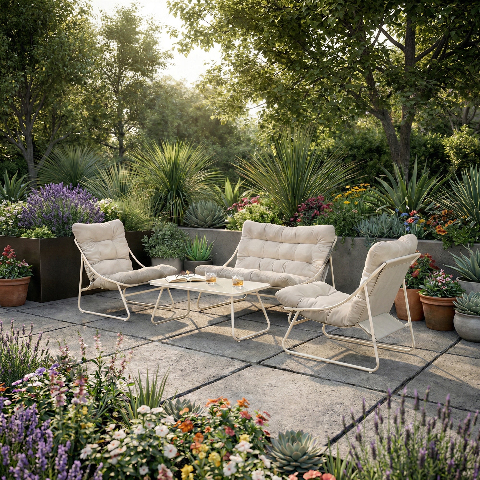 Vivo, Set salotto 2 poltrone + divano + tavolino 112x76cm