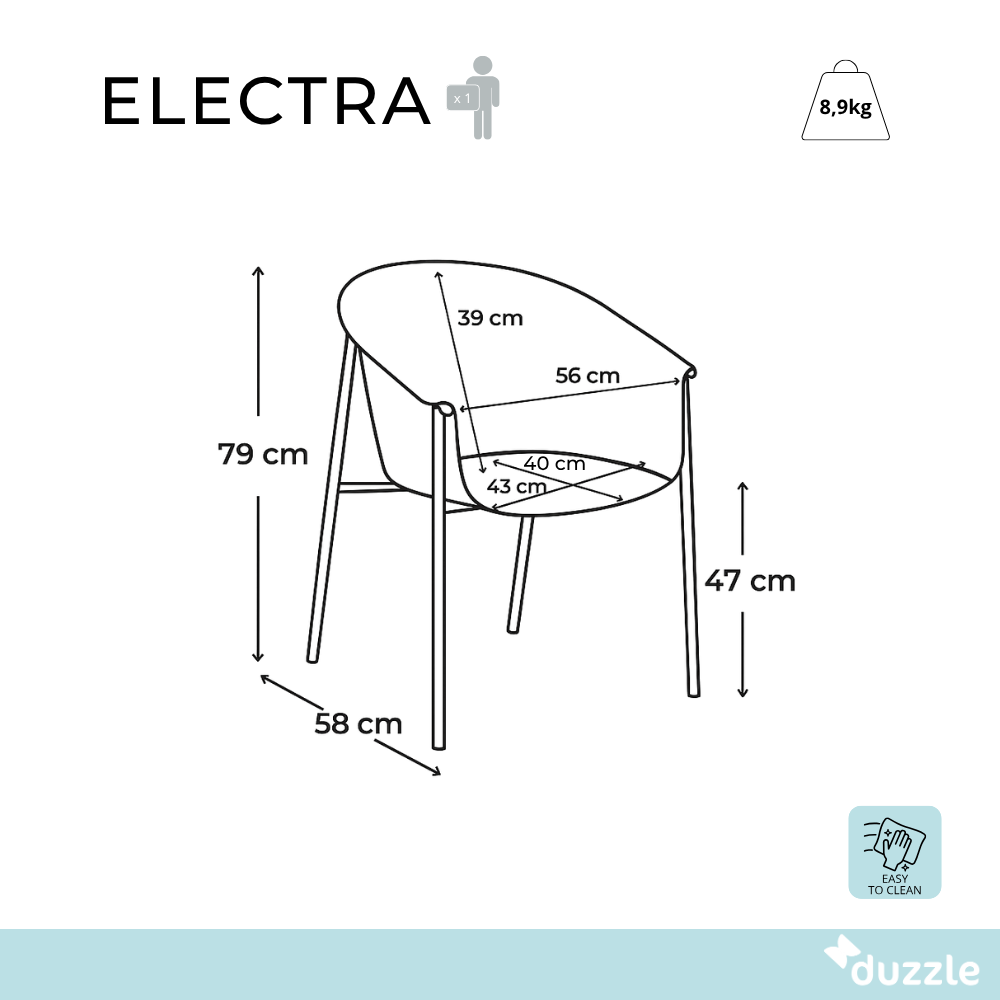 Electra, Set di 2 Sedie in tessuto (58cm X 56cm H. 79cm)