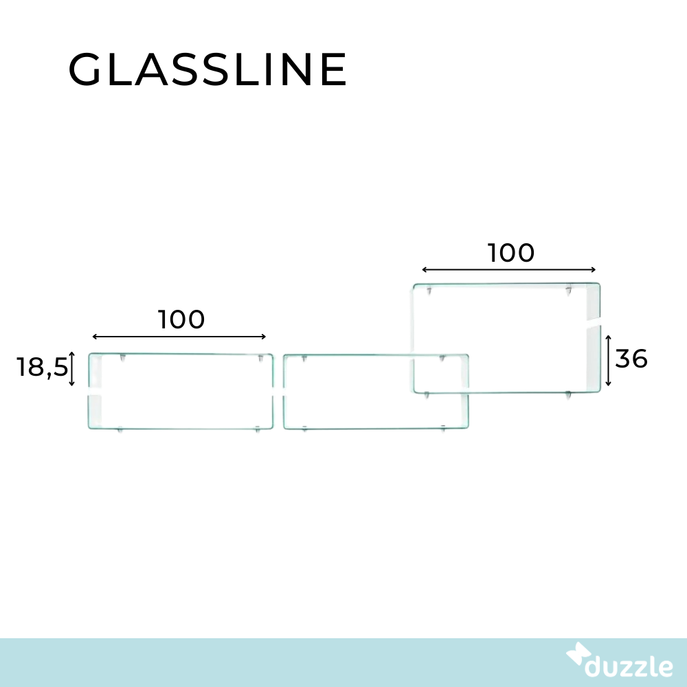 Glassline, Libreria da parete in vetro (100cm X 22cm H.18,5/36cm)