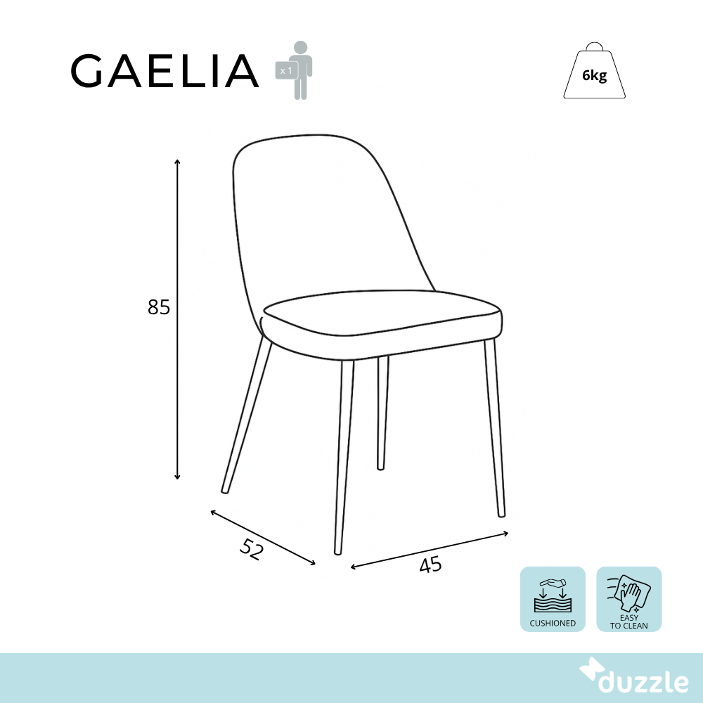 Gaelia, Set di 4 Sedie in soft-touch (52cm X 45cm H. 85cm)