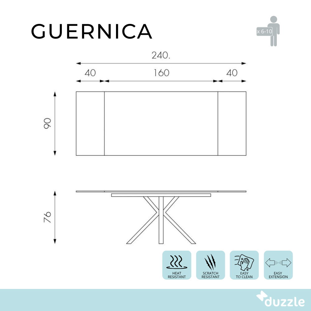 Guernica, Tavolo allungabile (90cm X 160/240cm H. 76cm)