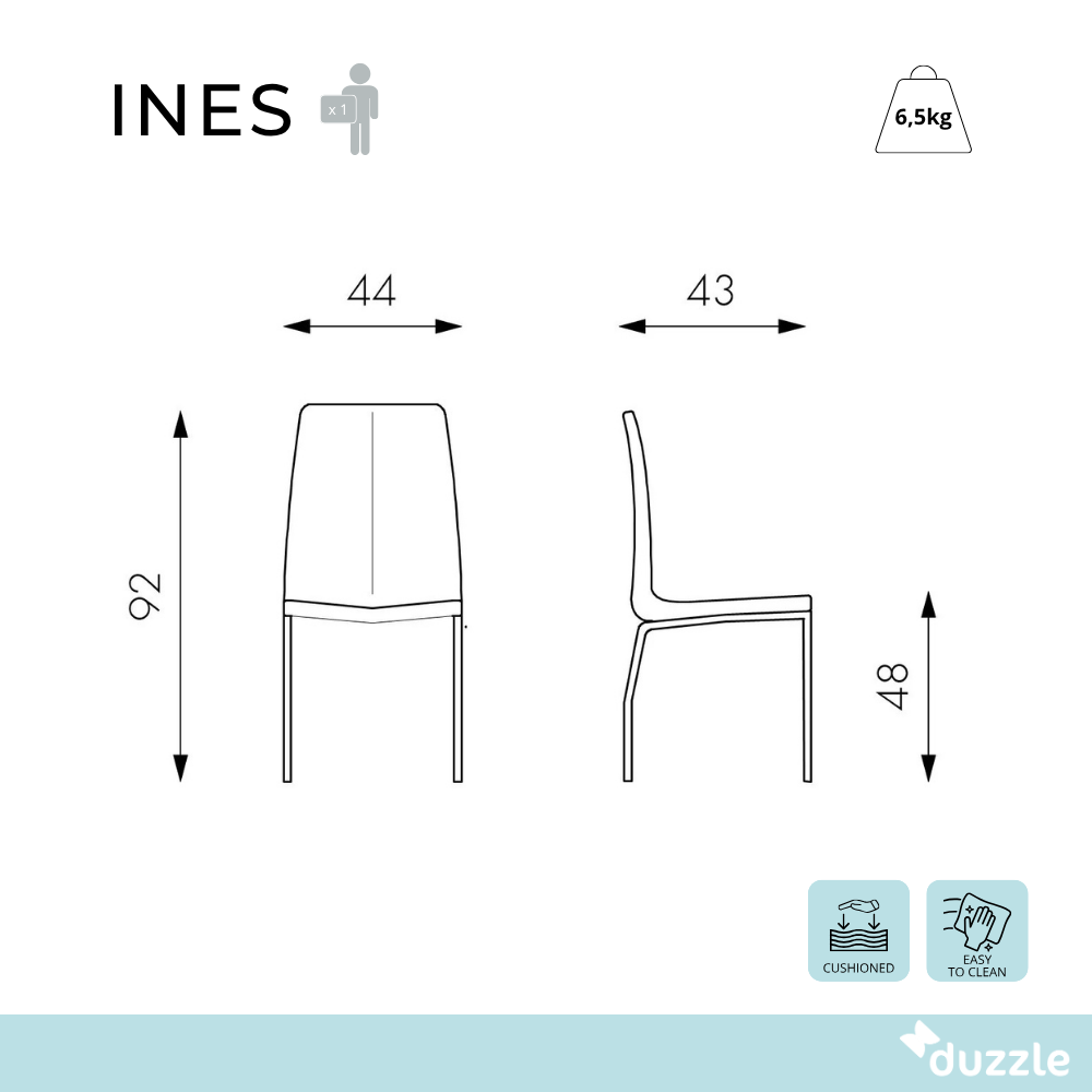 Ines, Set di 4 Sedie in similpelle (43cm X 44cm H. 92cm)