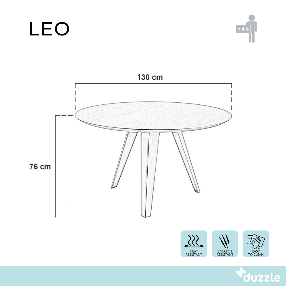 Leo, Tavolo fisso (0cm X Diam 130cm H. 76cm)