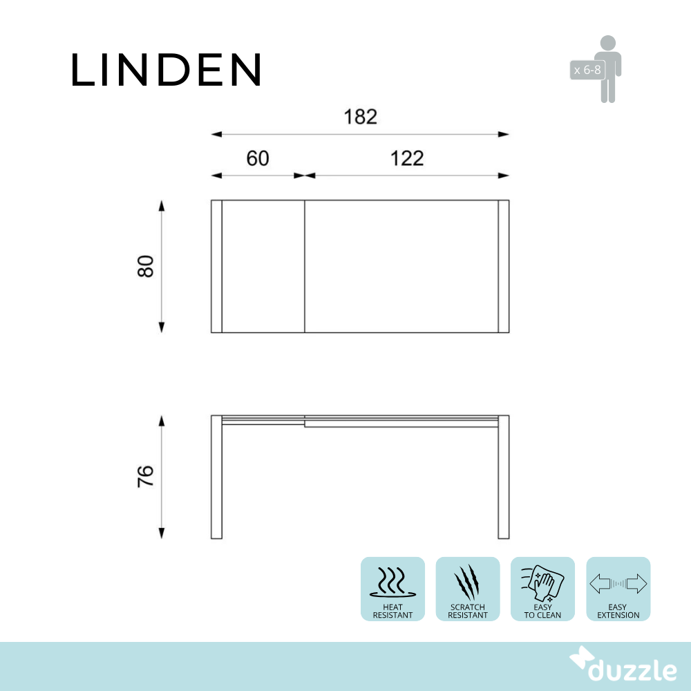 Linden, Tavolo allungabile (80cm X 122/182cm H. 76cm)