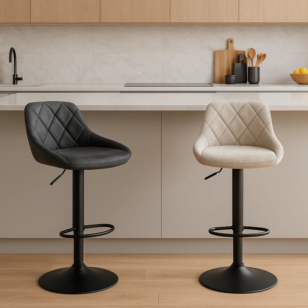 Luca, Set di 2 Sgabelli in microfibra (45cm X 50cm H. 84/100cm)