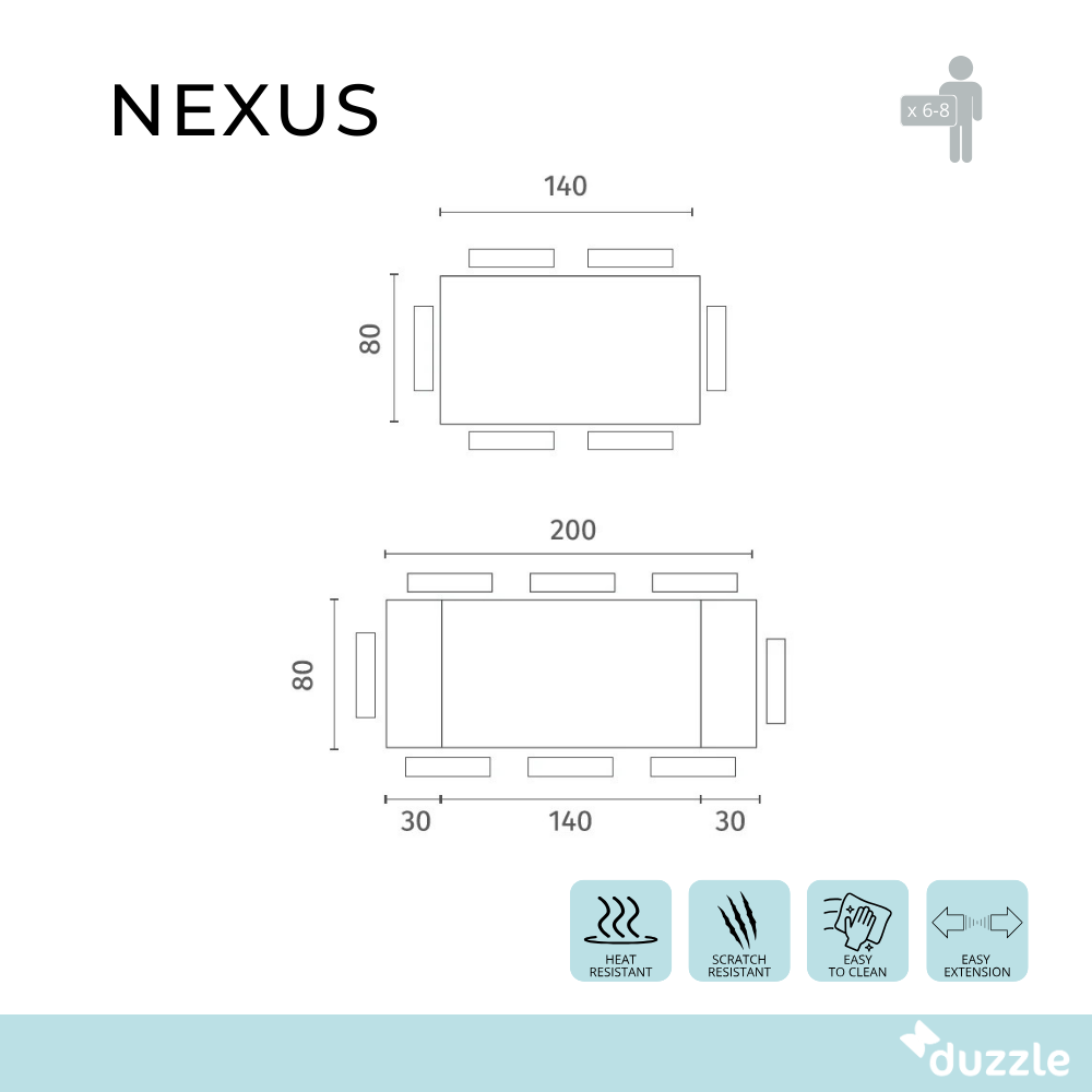Nexus, Tavolo allungabile (80cm X 140/200cm H. 76cm)