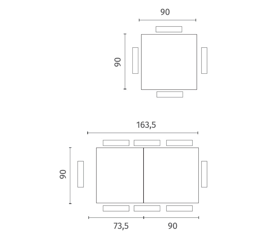 Bryant, Tavolo allungabile (90cm X 90/163,5cm H. 76cm)