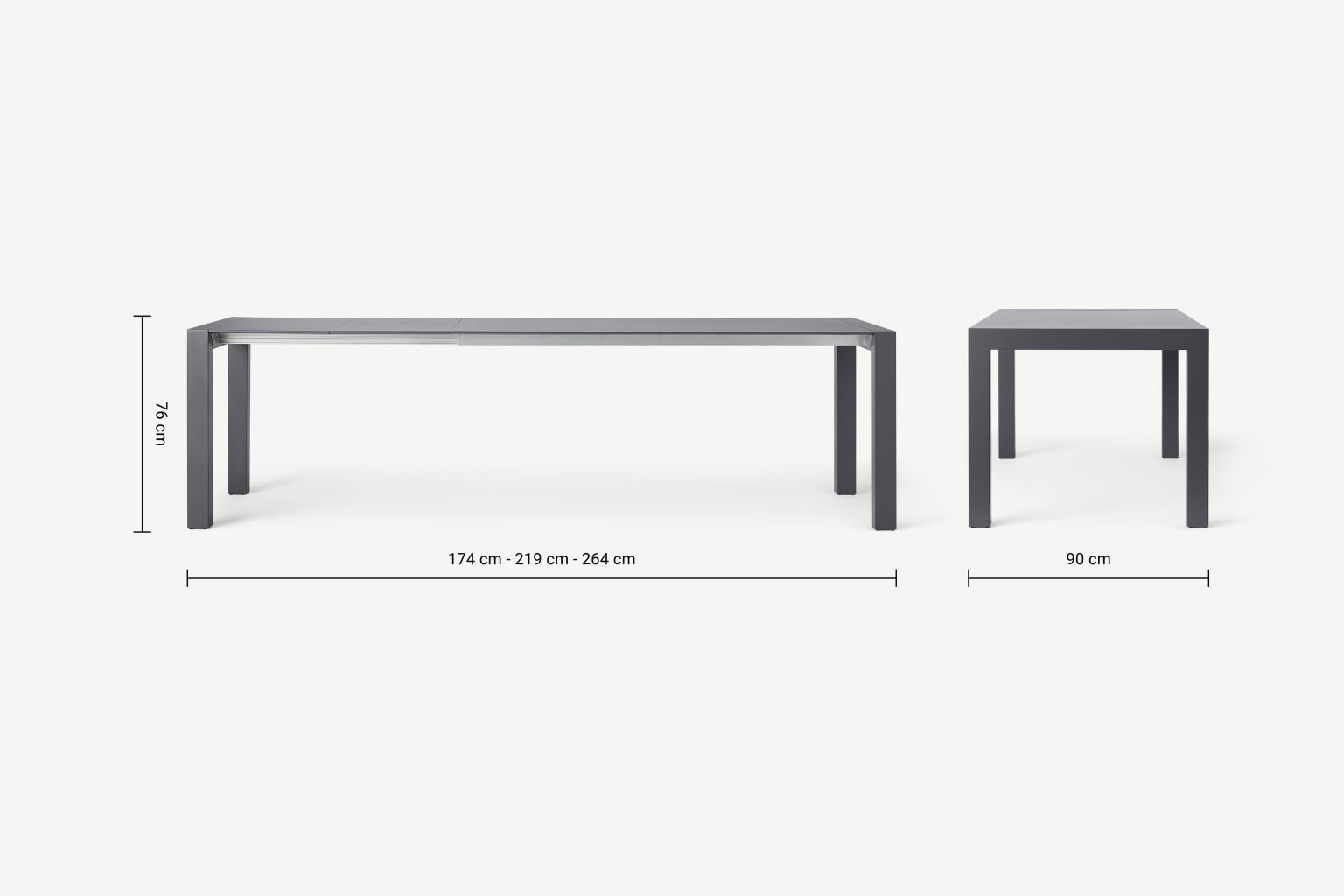 Dean, Tavolo allungabile (90cm X 174/264cm H. 76cm)