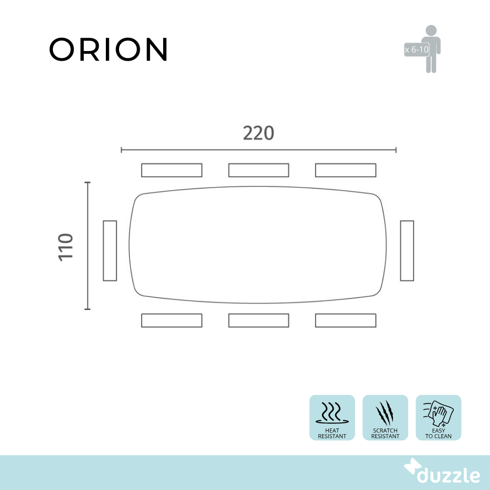 Orion, Tavolo fisso (110cm X 220cm H. 76cm)
