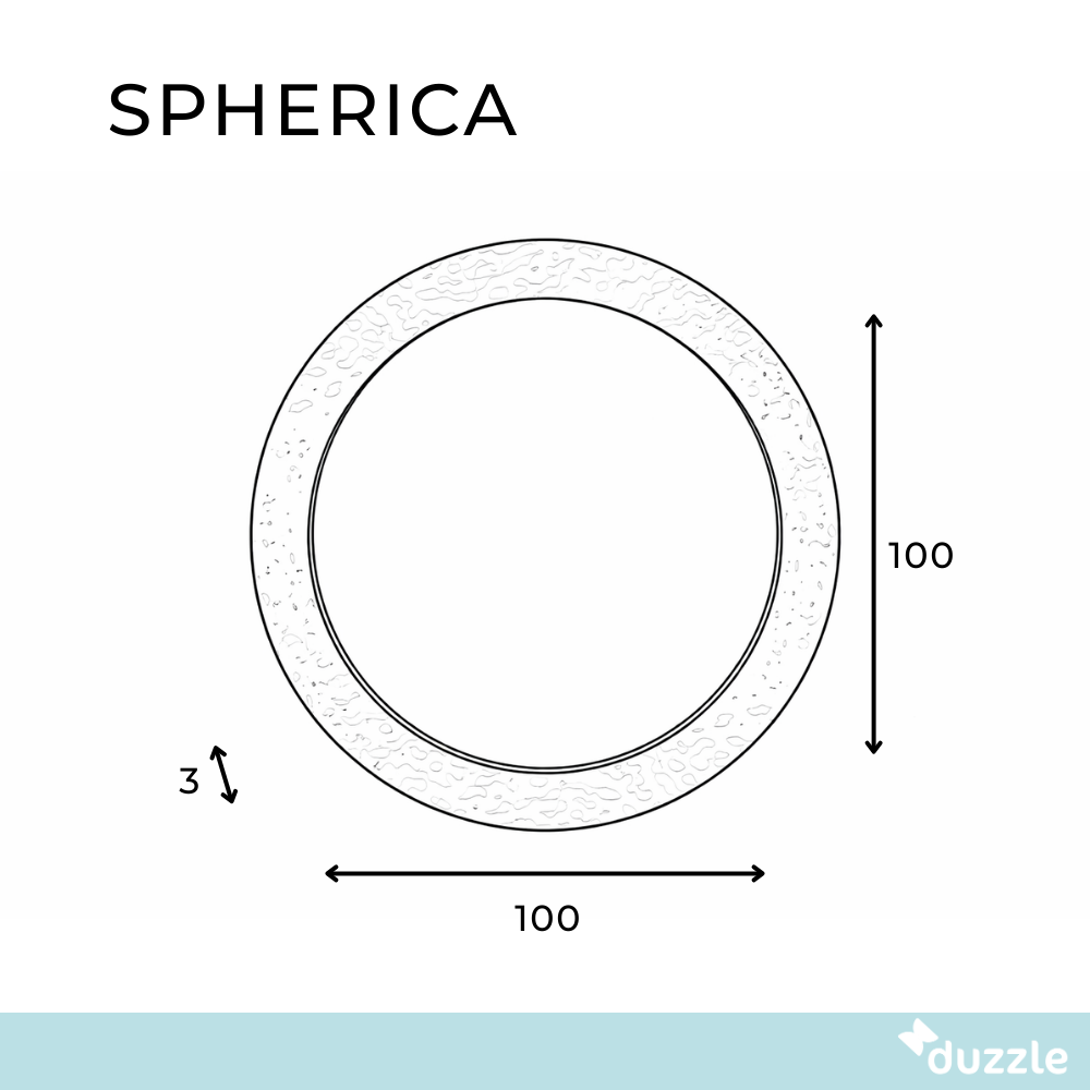 Spherica, Specchio da parete con cornice in vetro cotto (3cm X 100cm H. 100cm)
