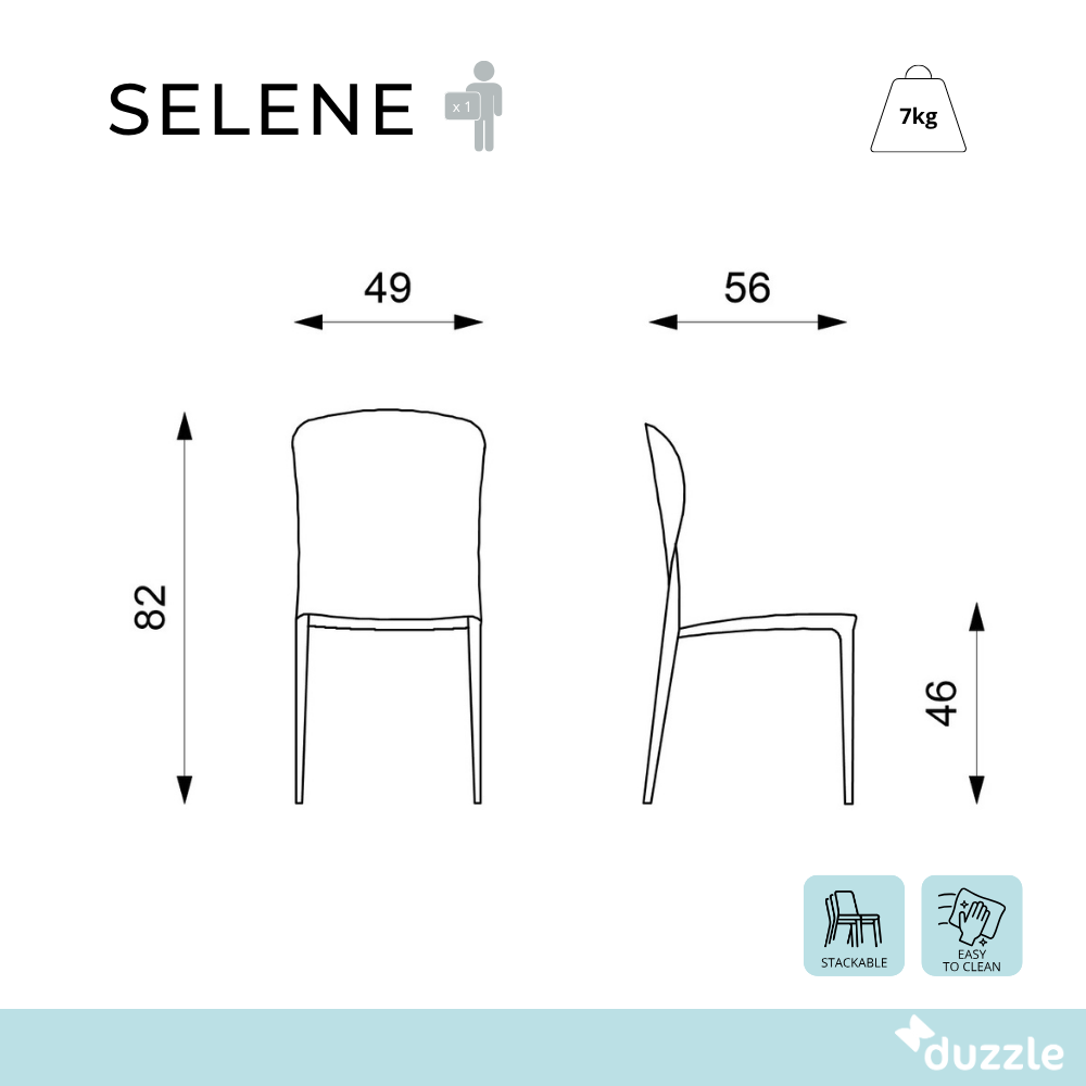 Selene, Set di 4 Sedie in similcuoio (49cm X 56cm H. 82cm)