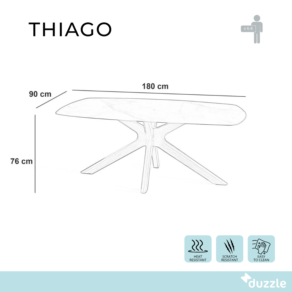 Thiago, Tavolo fisso (90cm X 180cm H. 76cm)