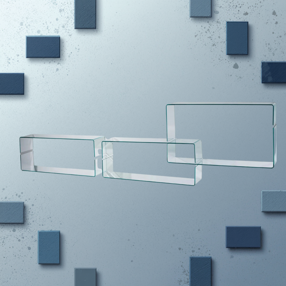 Glassline, Libreria da parete in vetro (100cm X 22cm H.18,5/36cm)