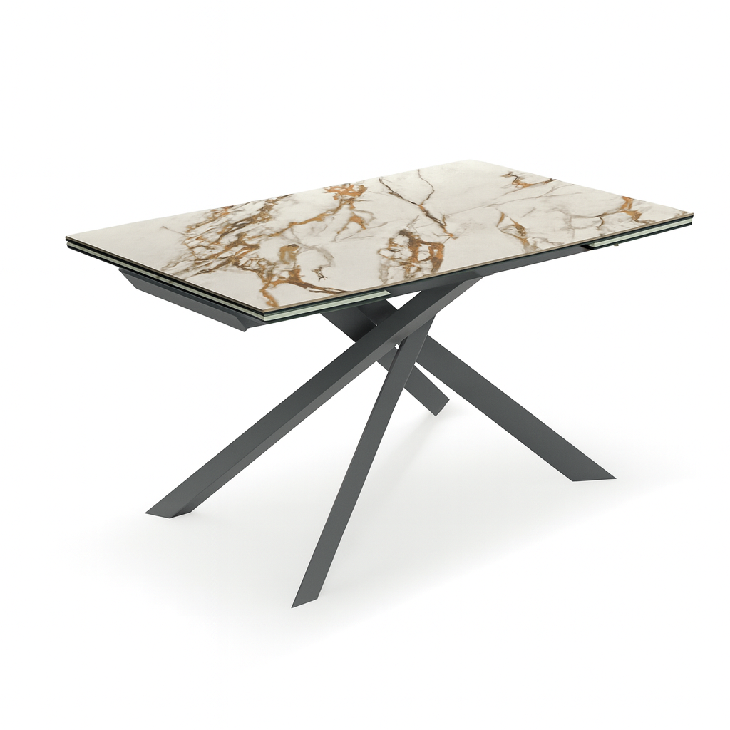 Axis, Tavolo allungabile con top in ceramica su vetro (90cm X 160-240cm H. 76cm)