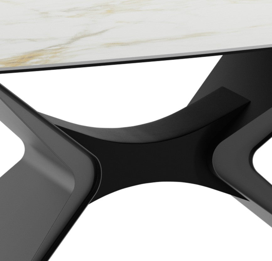 Halo, Tavolo fisso con top in ceramica su vetro (110cm X 220cm H. 75cm)